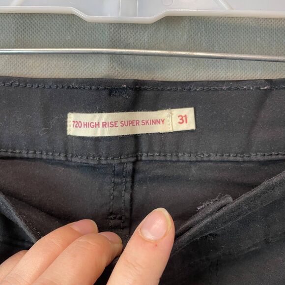 Levi’s 720 Jeans Women's 31 Black Stretch Raw Hem Super Skinny Zip Fly Outdoor - Picture 5 of 13